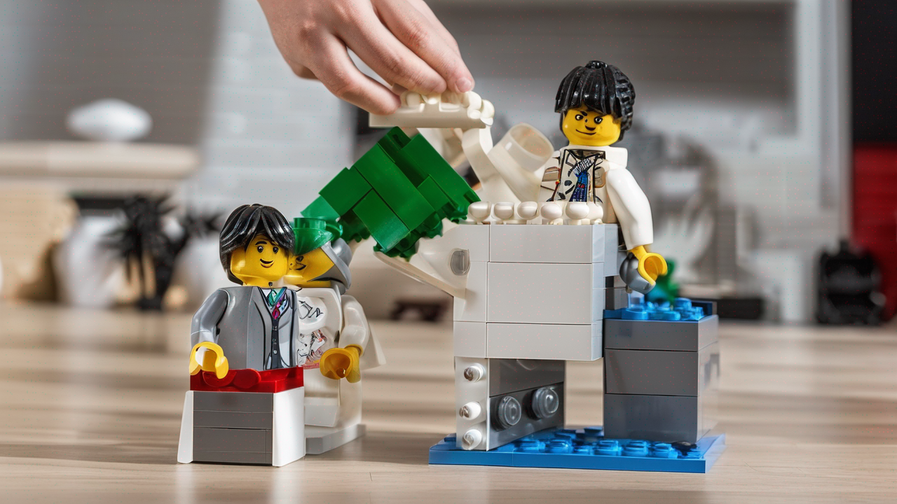 Kolorowe klocki LEGO ułożone na jasnym tle, tworzące przyjazną atmosferę dla strony kontaktowej