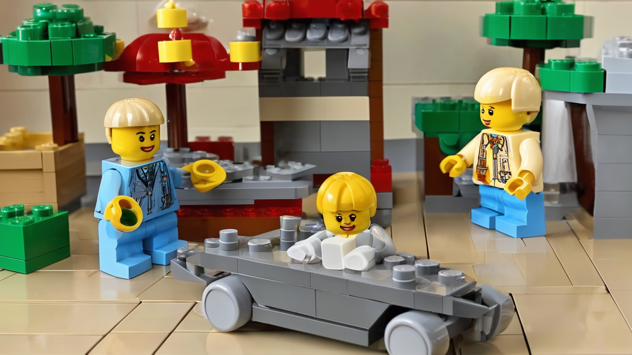 Kolorowy pociąg LEGO DUPLO z torami i figurkami pasażerów