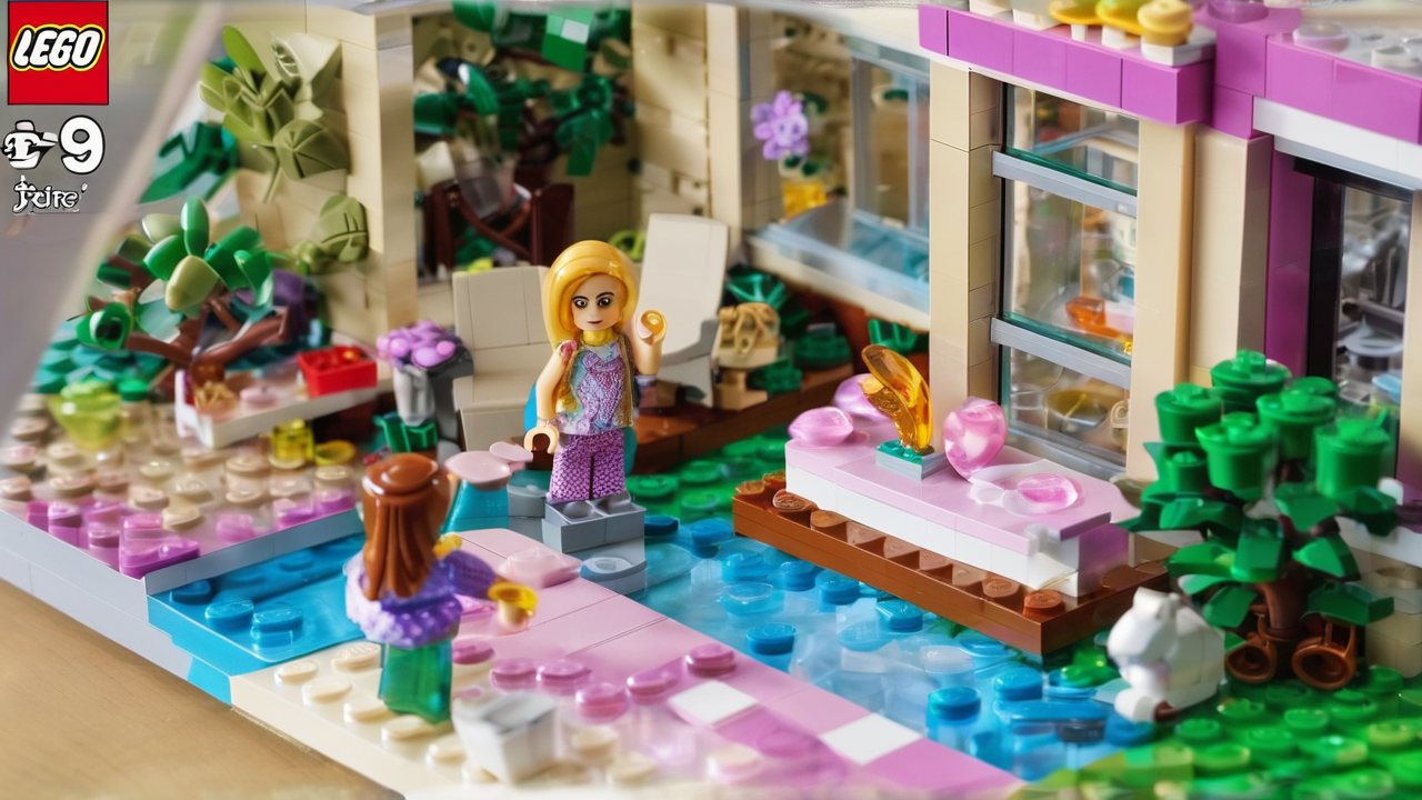 Kolorowy zestaw LEGO Friends przedstawiający scenę z życia przyjaciółek z Heartlake City