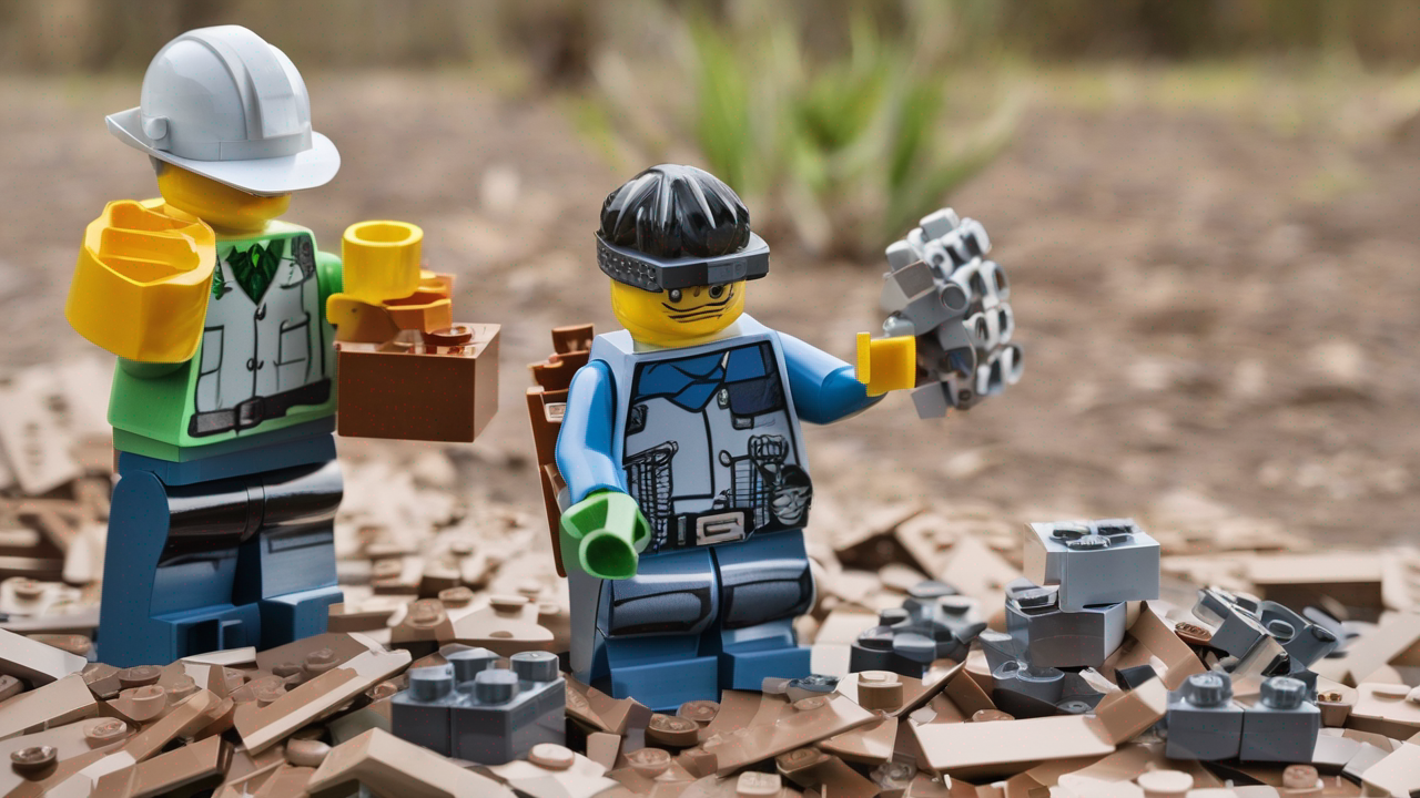 Zestaw LEGO wykonany z ekologicznych materiałów z elementami nawiązującymi do ochrony środowiska